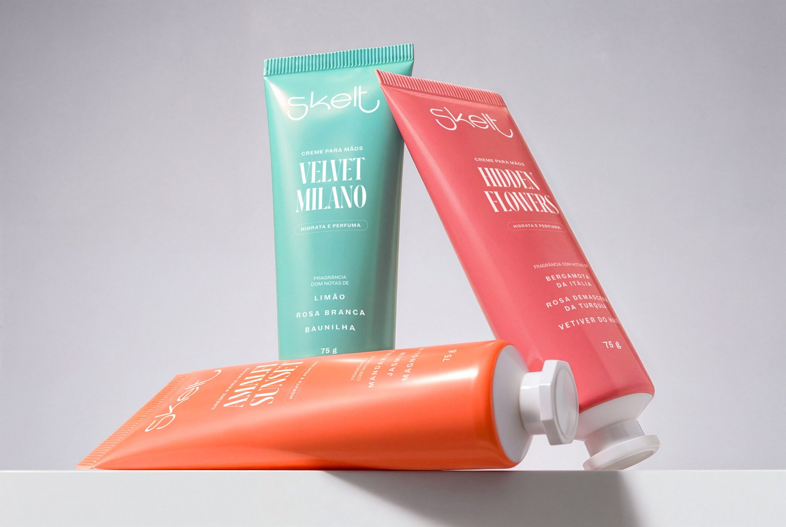 Creme para mãos Skelt: hidratação 24h e 3 fragrâncias icônicas a R$ 29,90