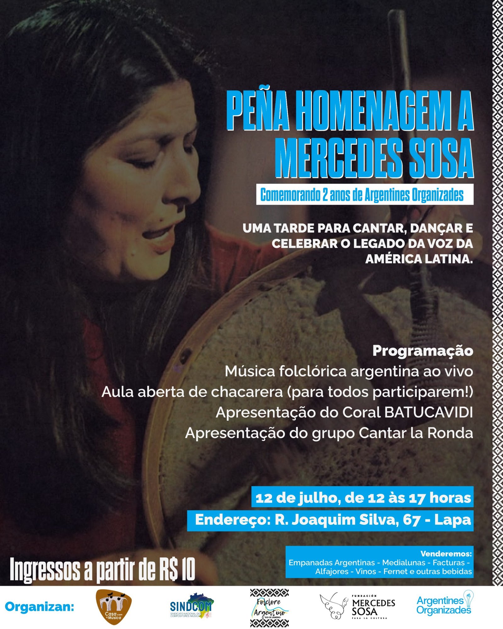 Evento na Lapa celebra legado de Mercedes Sosa