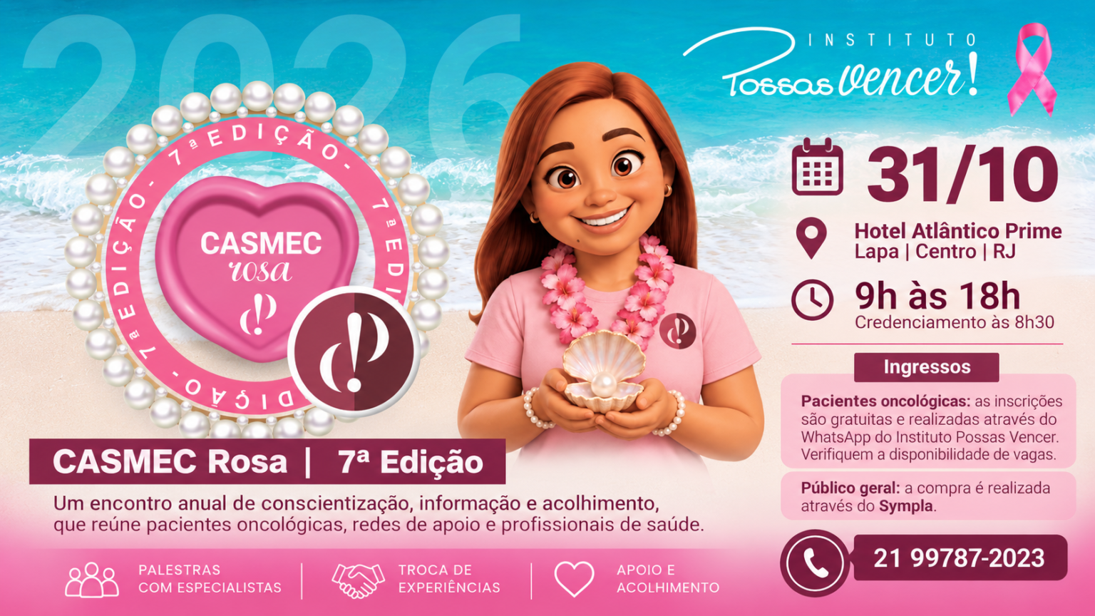 CASMEC Rosa chega à 7ª edição com programação dedicada à conscientização, acolhimento e apoio a pacientes oncológicas no Rio de Janeiro